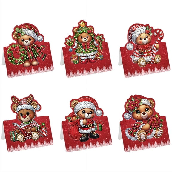 DIY Diamond Art Christmas Greeting Card Kit, Rhinestone Painting Postcards for Holiday & Birthday Gifts, Arts & Crafts Thank You Cards for Christmas
