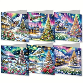 DIY Diamond Art Greeting Cards, 6 Pack, Style A, 5.91 x 5.91 in, DIY Art Kit for Craft Table, Hobby Room, Classroom and Handmade Gifts