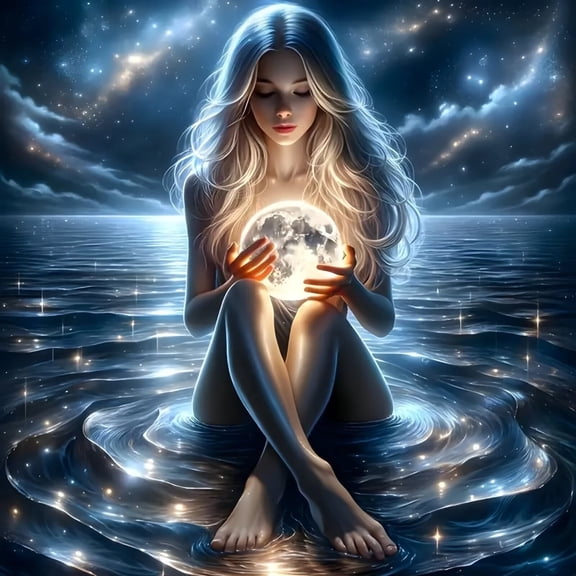 5D DIY Diamond Art Kits for Adults Beginners,Women's Moon Diamond Dots Gem Art,Home Wall Decor 13.8x13.8inches.