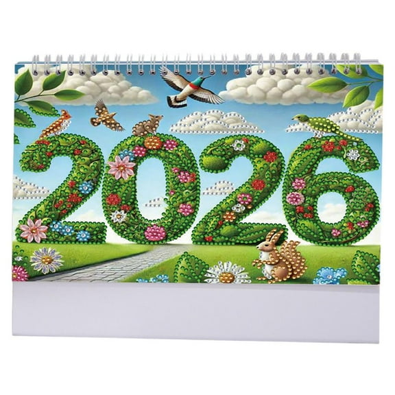 DIY Diamond Art Painting, 2026 NEW Desk Calendar Ornament, Diamond Painted Calendar Kits, Monthly Planner from Jan 2026 to Dec, 12-Month Home Office Desk Calendar for Planning Decoration