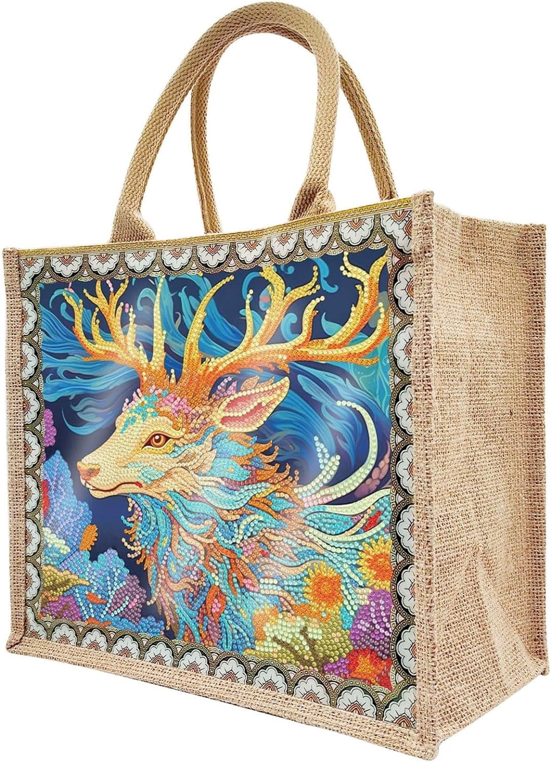2-Pack DIY Diamond Art Tote Bags – Reusable Canvas Handbags With Mandala Pattern, Fun Craft Kit For Women & Girls