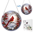 thumbnail image 1 of DIY Diamond Art Painting Cardinal Bird Creative Design PET Material Round Home Decoration Pendant (Double-sided Pattern Single-sided Point Diamond)-KJ0483, 1 of 9