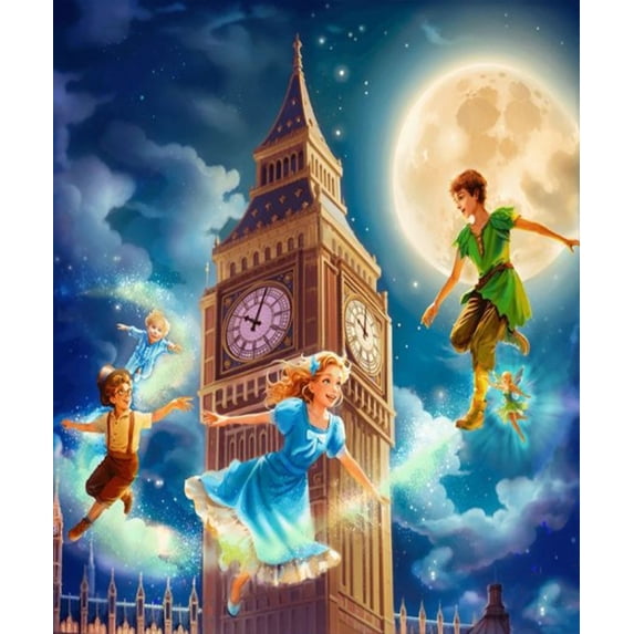 DIY Diamond Art Painting Kits for Adults Full Drill Peter Pan Gem Art Kits with Crystal Rhinestone Paint with Diamond for Home Wall Decor(12"x16")