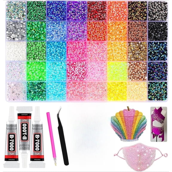 DIY Diamond Bedazzling Kit, 32,000 Pieces Multicolor Book Kit, 2-3 mm Small Gems for Diamond Art, Clothes, Crafting, and Clothing Decoration