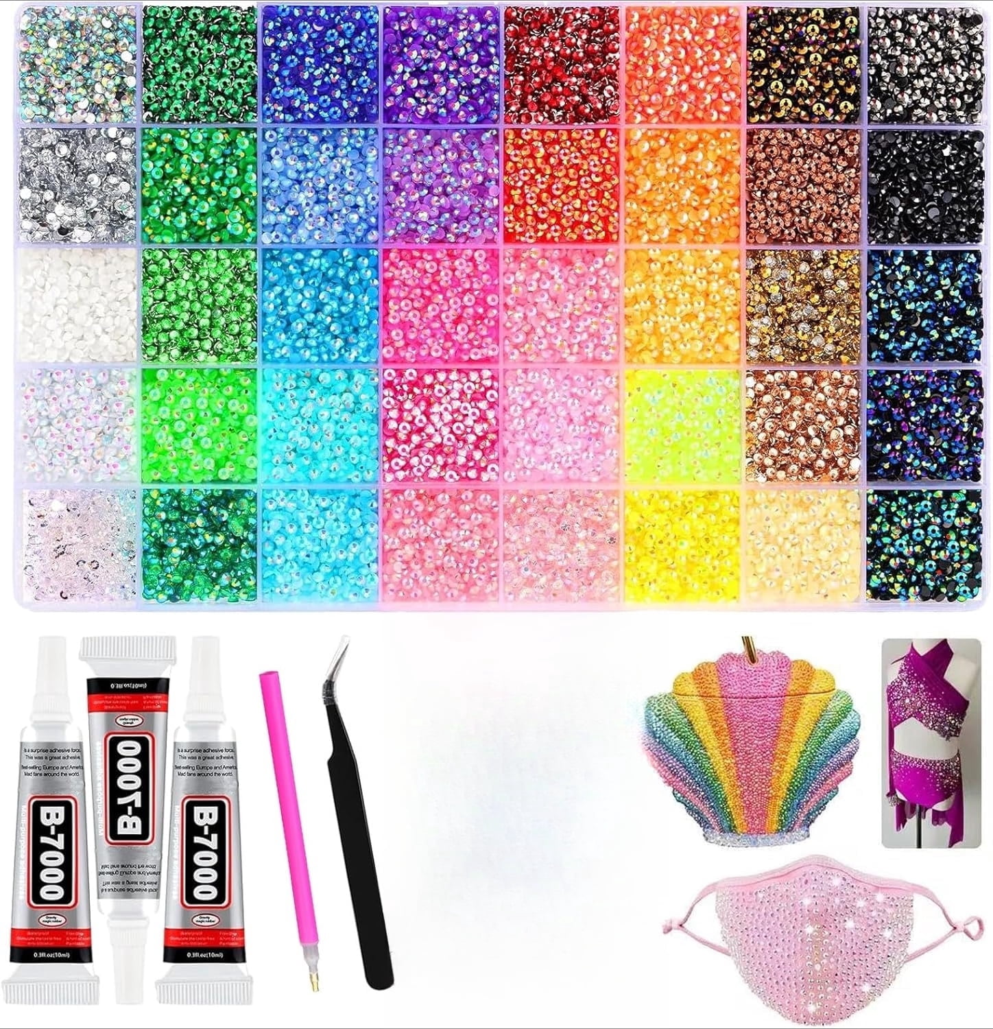 DIY Diamond Craft Kit 2-3mm Multicolor Small Resin Gems 32000 Pieces for Diamond Art Clothing Decoration