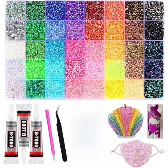DIY Diamond Craft Kit 2-3mm Multicolor Small Resin Gems 32000 Pieces for Diamond Art Clothing Decoration