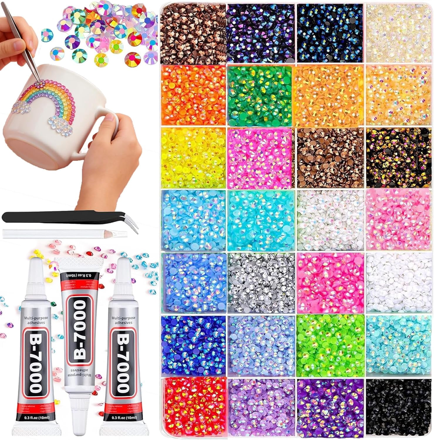 DIY Diamond Bedazzling Kit, Colorful Resin Rhinestone Kit,  Resin Rhinestones for Nails, Books, Crafts, Multicolor Rhinestones, Resin Gems