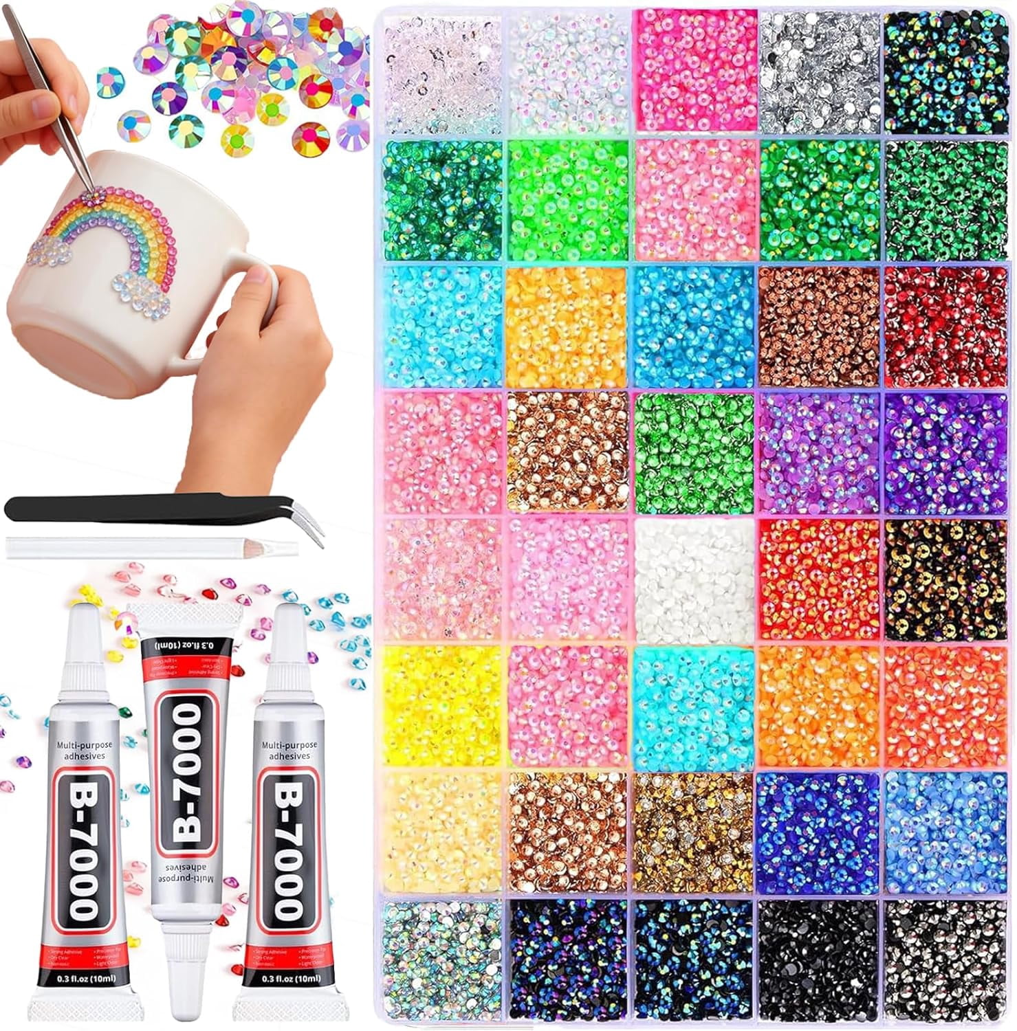 DIY Diamond Bedazzling Kit, Colorful Resin Rhinestone Kit,  Resin Rhinestones for Nails, Books, Crafts, Multicolor Rhinestones, Resin Gems