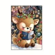 DIY Diamond Dot Notebook Diamond Art Painting Christmas Creative Design PU Leather Cover 50 Pages Blank Wireless A5 Notebook-Deer1