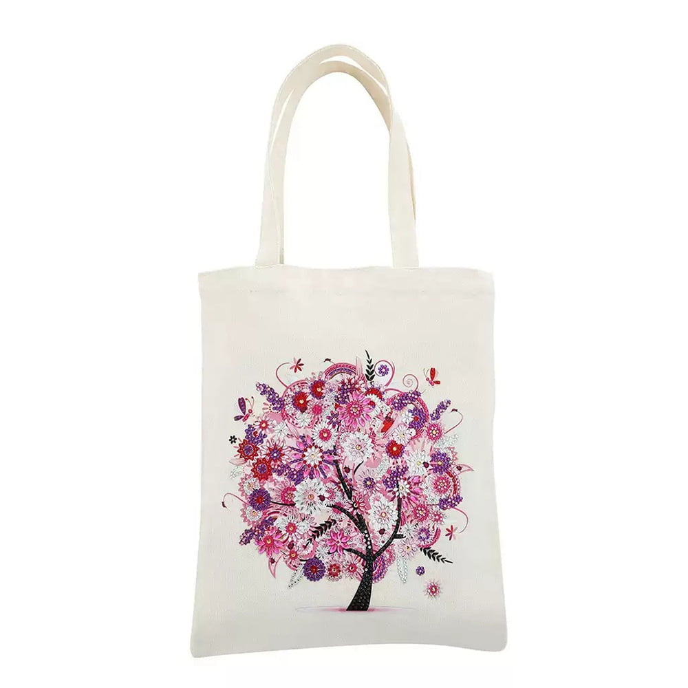 DIY Diamond Painting Handbag Kits Including Canvas Bag Resin Rhinestones Pen Tray & Glue Clay Tree 350x280mm