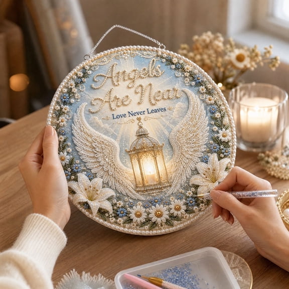 DIY Diamond Painting Hanging Ornament, Angel Themed Wall Art Decor, Handmade Craft Set with Full Supplies for Home Display, Creative Leisure Activity Kit