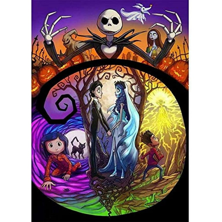 DIY Diamond Painting Jack and Sally Halloween 12x16Inch, Full Round Drill  Kits Nightmare Before Christmas Cross Stitch Mosaic Art for Adults Relax 