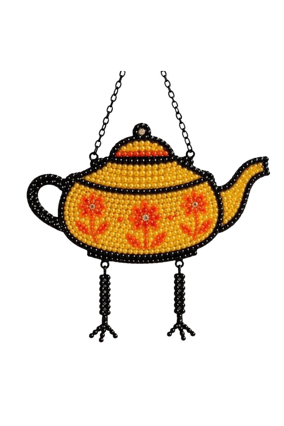 DIY Diamond Painting Keychain Kit Teapot Shape Craft Pendant Bead Art Hanging Ornament Handmade Material Set for Adults