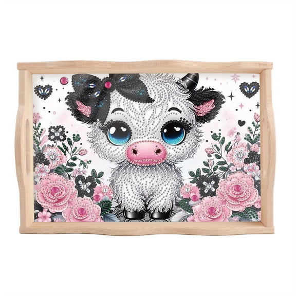 DIY Diamond Painting Kit Fruit Bowl Floral Cow-Themed Tabletop Decor Fruit Bowl, perfect for family dining tables, gifts, and craft projects.