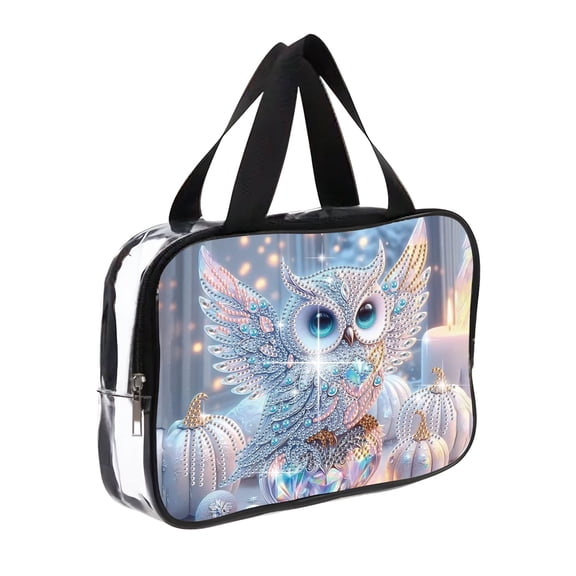 DIY Diamond Painting Kit Makeup Bag Beautiful Owl Sequined Zipper Storage Pouch Portable Travel Toiletry Bag Handmade Creative Gift