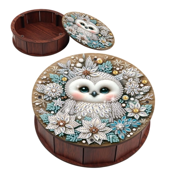 DIY Diamond Painting Kit Round Storage Box, Beautiful Landscape Pattern Tray Decorative Craft Snack Box, Desktop Item Storage, Multifunctional Creative Holiday Gift
