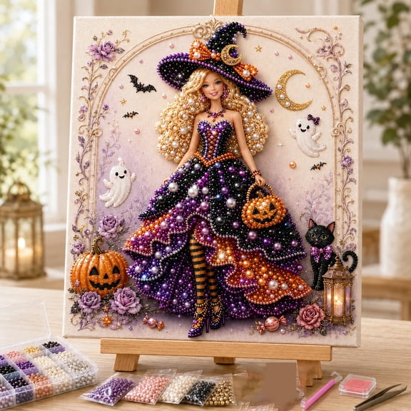 DIY Diamond Painting Kit with Frame Pearl Art Craft Material Set for Dress Figure Wall Decor Handmade Canvas Project