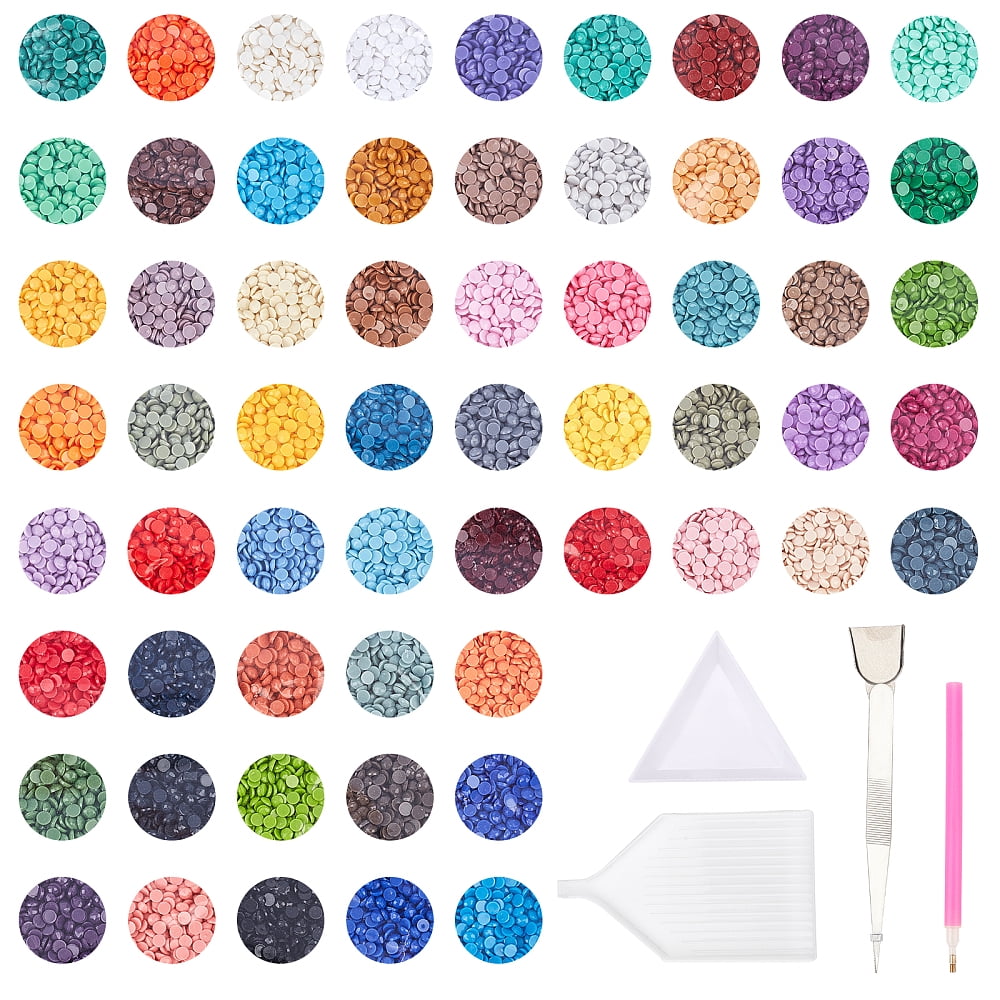 DIY Diamond Painting Kits 60 Bags Mixed Color Cabochons Diamond Painting Replacement Diamonds Sets with Art Rhinestones Pickers Pen DIY