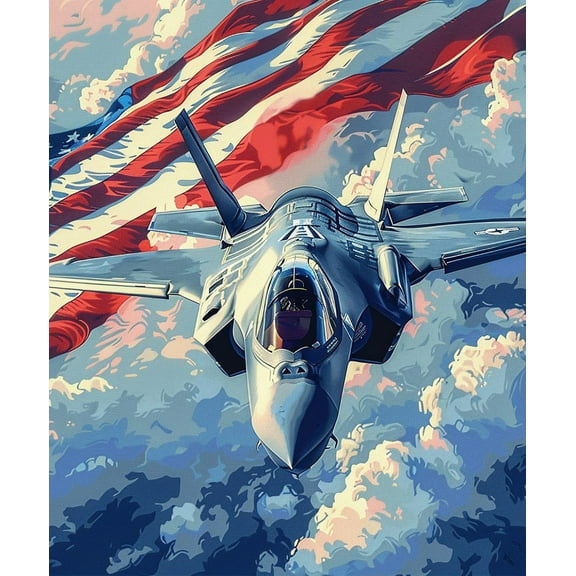 DIY Diamond Painting Kits for Adults American f35 fighter flag (8) Beginners Painting Set Round Full Drill Craft Diamond Art Painting Canvas Supply for Home Art Wall Decor