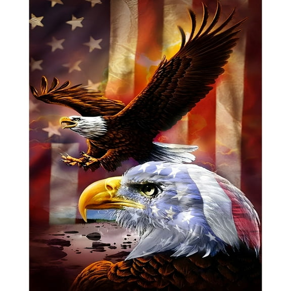 DIY Diamond Painting Kits for Adults Beginners Painting Set  Round Full Drill Craft Diamond Art Painting Art Craft Home Decor Wall Painting Kit-American flag bald eagle national symbol (10)