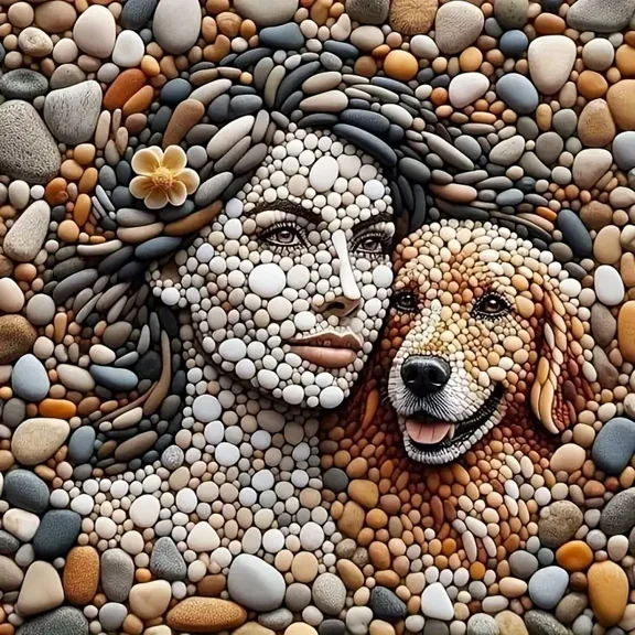 DIY Diamond Painting Kits for Adults Cartoon Themed Woman and Dog Design 5D Diamond Art Kits, Full Drill Diamond Painting Kits, Gem Arts and Crafts for Beginner Home Wall Decor