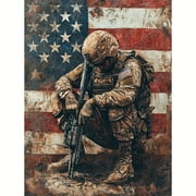 DIY Diamond Painting Kits for Adults Patriotic American Flag and Soldier Scene 5D Diamond Art Kits, Full Drill Diamond Painting Kits, Gem Arts and Crafts for Beginner Home Wall Decor