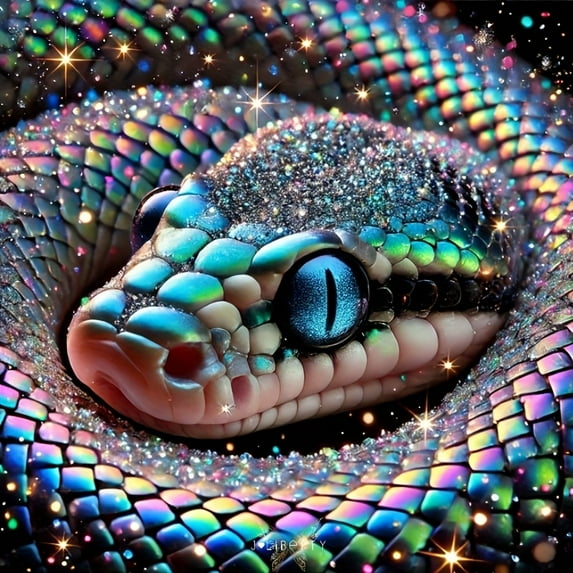 DIY Diamond Painting Kits for Adults Shiny Rainbow Snake Design 5D Diamond Art Kits, Full Drill Diamond Painting Kits, Gem Arts and Crafts for Beginner Home Wall Decor