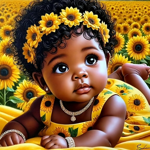 DIY Diamond Painting Kits for Adults Sunflowers and African American Portrait 5D Diamond Art Kits, Full Drill Diamond Painting Kits, Gem Arts and Crafts for Beginner Home Wall Decor