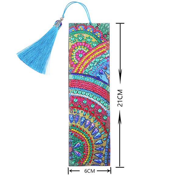 DIY Diamond Painting Kits For Bookmark Making including Bookmark Tassel Resin Rhinestones Diamond Sticky Pen Tray Plate and Glue Clay Rectangle with Mandala Pattern Flower Pattern 210x60mm