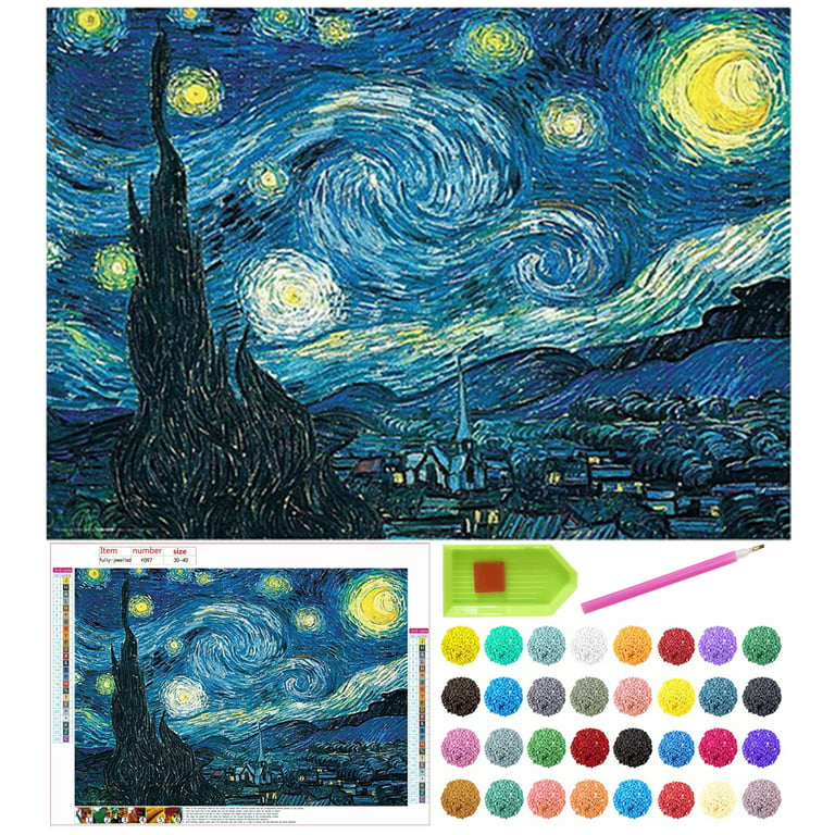DIY Diamond Painting Kits, Van Gogh's ''Starry Night'' Full Drills 5D Diamond  Paintings 12x16in 