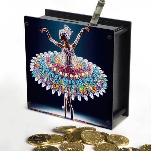 DIY Diamond Painting Money Bank Kit, Dance Lady Diamond Craft Savings Jar, Creative Crystal Diamond Handmade Gift, Suitable for Decoration and Storage, Holiday Gift Recommendation