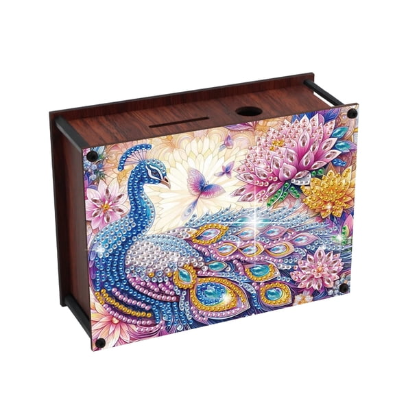 DIY Diamond Painting Money Box Kit, Beautiful Peacock 5D Handcrafted Art Creative Coin Storage Jar, Birthday and Christmas Gift