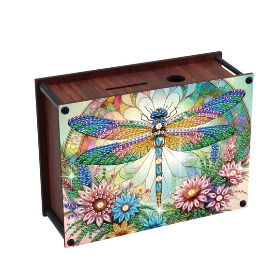 DIY Diamond Painting Money Box Kit, Dragonfly Adult 5D Diamond Art Money Box, Creative Coin Storage Jar, Suitable for Birthdays, Christmas, Home Decor Handicraft Gifts