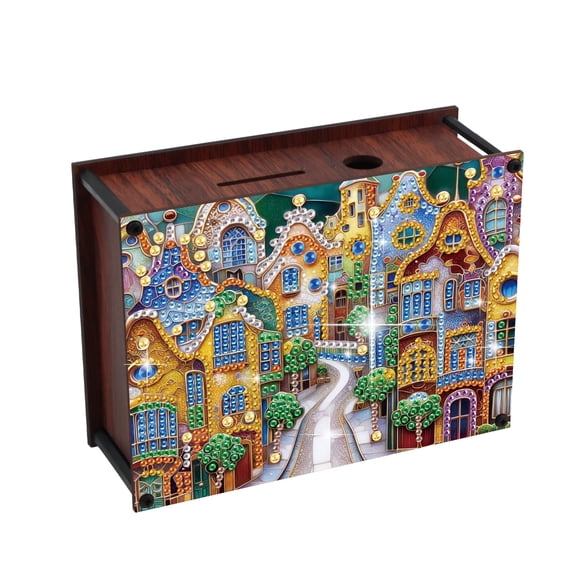 DIY Diamond Painting Money Box Kit, Ideal Castle 5D Handcrafted Artistic Coin Storage Jar, Birthday and Christmas Gift