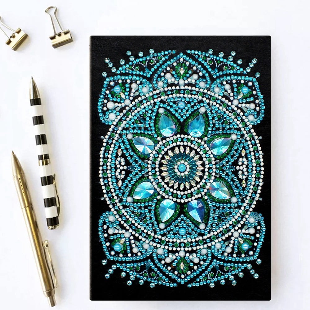 DIY Diamond Painting Notebook Kits Including Notebook Resin Rhinestones Diamond Sticky Pen Tray Plate and Glue Clay Flower Pattern