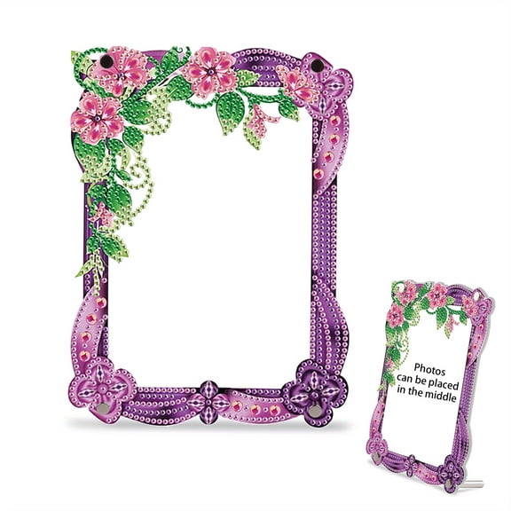 DIY Diamond Painting Picture Frame Kit Beautiful Flowers Shimmering with Rhinestones Handcrafted Artwork for Home Decor, Office Desks, and Gifts
