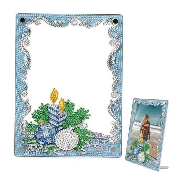 DIY Diamond Painting Picture Frame Kit Christmas Ball Rhinestone Frame Craft Perfect for Home Decor, Office Desks, and Gifts