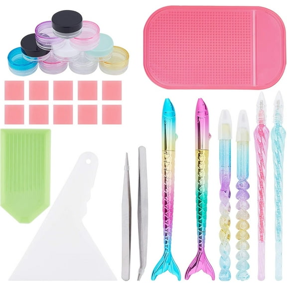 DIY Diamond Painting kits Include Plastic Single Head Nail Art Rhinestones Pickers Pen Plastic Scraper Tool & Cosmetics Cream Jar Stainless Steel Beading