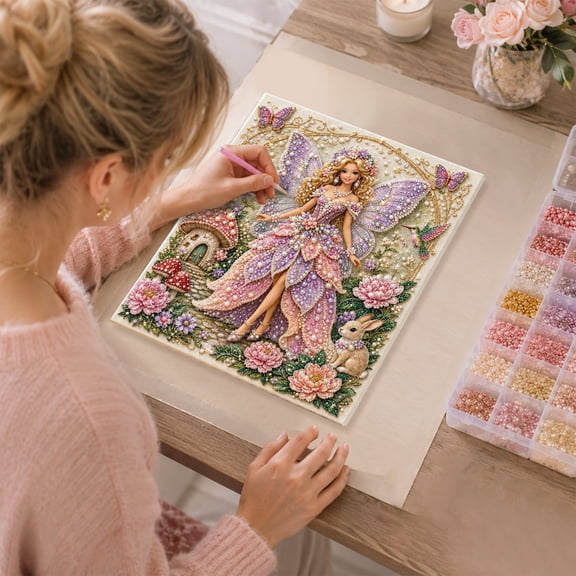 DIY Diamond Pearl Painting Kit for Adults, Special‑Shaped Rhinestone Gem Art Set, Elegant Princess Theme Wall Decor Art Craft, Complete Beginner DIY Painting Kit for Home Wall Decoration & Art Gift