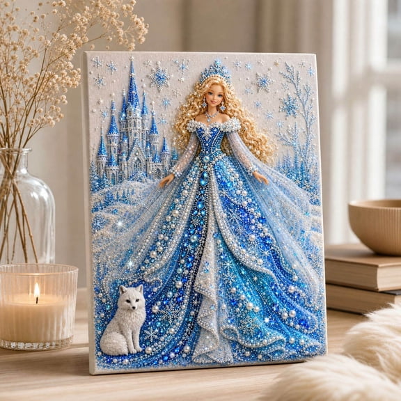 DIY Diamond Pearl Painting Kit Princess Theme Decorative Wall Art 30 x 40 cm Partial Drill Canvas Craft Kit for Adults