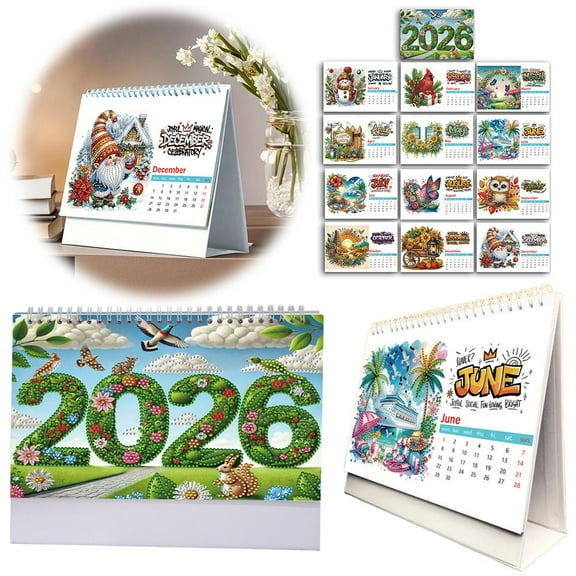 DIY Diamond art Painting 2026 Calendar Kit – 12-Month Glitter Desk Planner , Easy Craft Gift for Adults & Teens, Home Office Decoration (9.75x7.41 Inch)