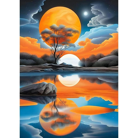 DIY Diamondart Painting Kits Moon Landscape DiamondArt Kits Wall Decoration