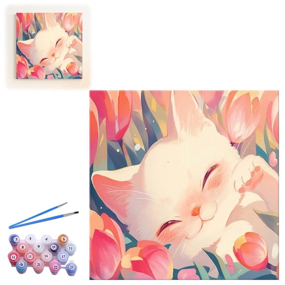 DIY Digital Oil Painting Kit with Frame & Brushes 20x20cm