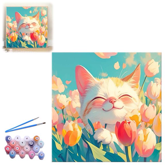 DIY Digital Oil Painting Kit with Frame & Brushes 20x20cm