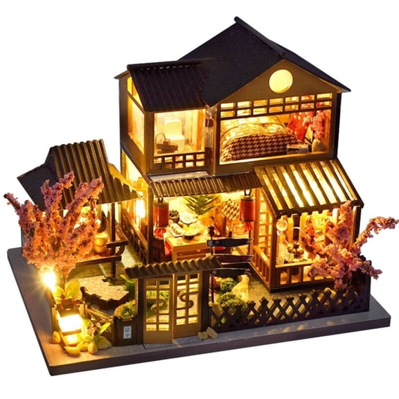 DIY Diorama Miniature Doll House Set, with LED Lighting, Craft Model Kit for Adults, Birthday Gift/Home Decor Ornament for Family Friends