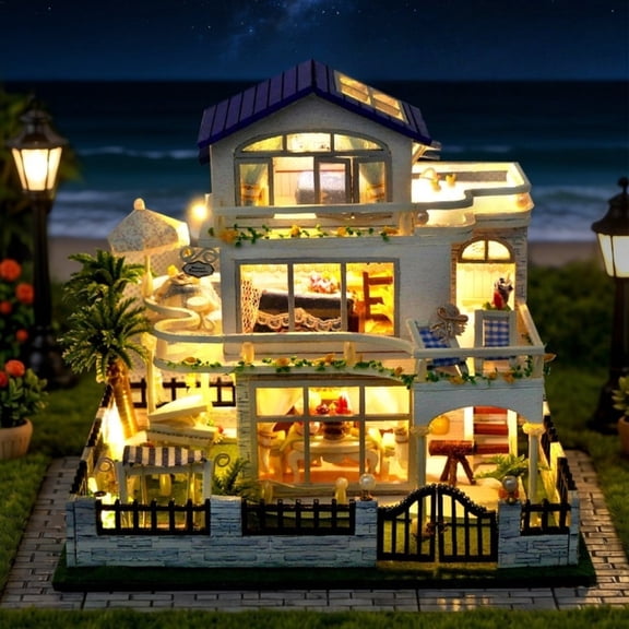 Diorama DIY Dollhouse Kits, Miniature Dollhouse Set with LED Lighting,Craft Model Set for Adults, Birthday Gift/Home Decor Ornament for Family Friends