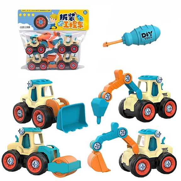 DIY Disassembly Engineering Car Toy 4 Pack, Assembly Puzzle for Gift