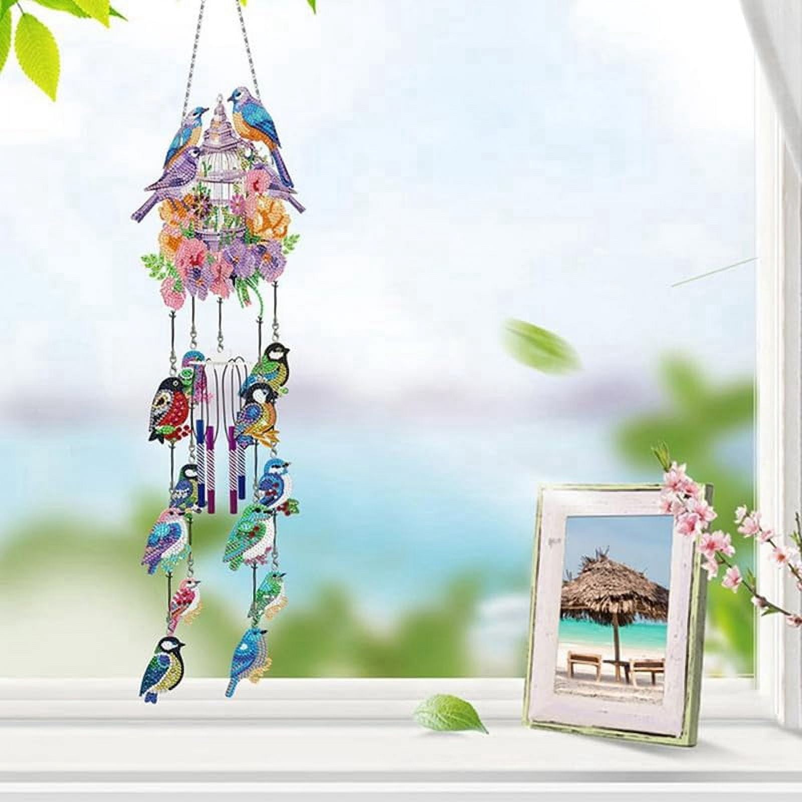 HIQE-FL Diamond Painting Wind Chimes,Diamond Painting Bambini,Kit per la Pittura in 5d con Diamanti,DIY-Ornamenti,Scacciapensieri a Diamante Diamante,pour Casa Finestra Parete Giardino Décoration