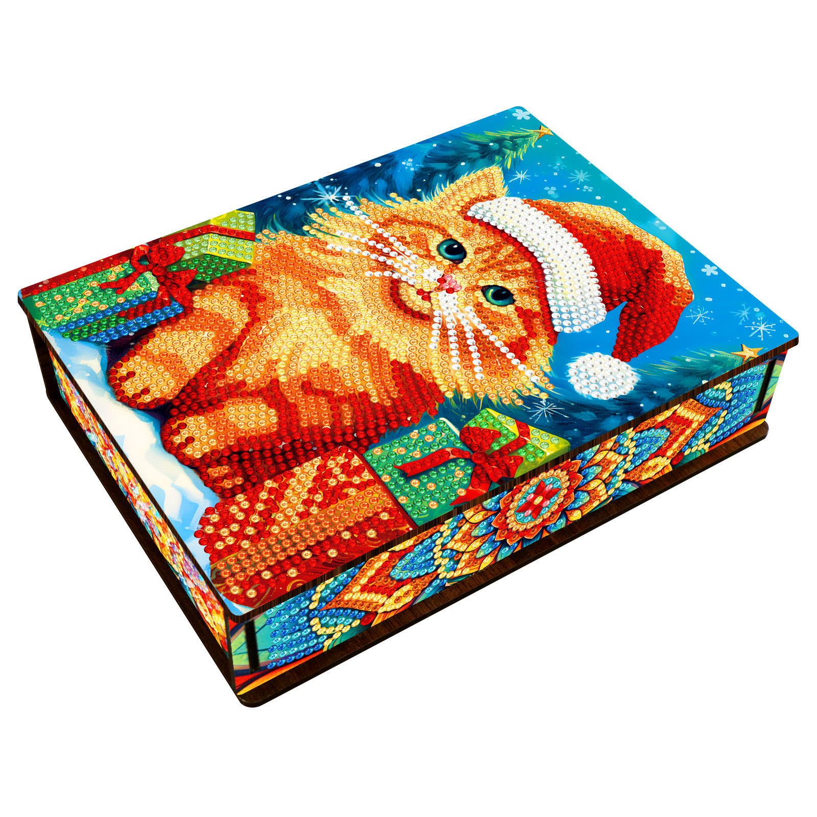 DIY Dotted Wooden Box Diamond Painting Christmas Series Storage Box Christmas Cat