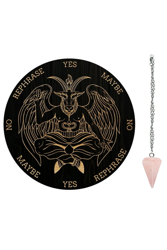 DIY Dowsing Divination Makign Kit Including PVC Plastic Pendulum Board 304 Stainless Steel Cable Chain Necklaces Stone Pendants Goat Pattern 200x4mm Material Plastic